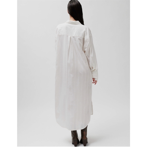 2NDDAY Maddy Crispy Cotton Stripe Skjortekjole, White Alyssum